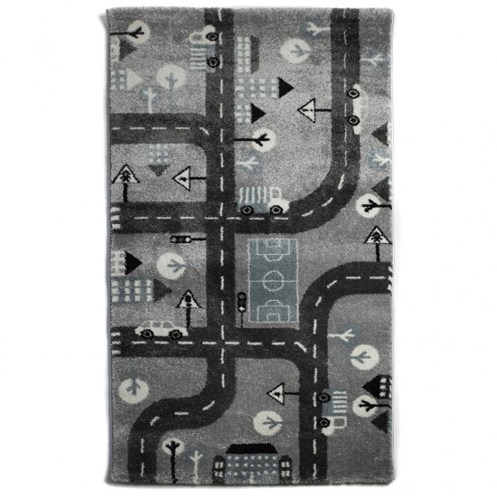Παιδικό Χαλί Frieze Kids 0049A Grey/Blue - 80x150 cm